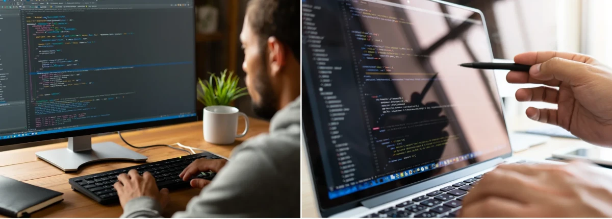 Entwickler arbeitet an Software